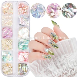 12 Colors Nails Abalone Shell Fragments Texture Natural Sea Shell 3d Glitter Nail Art Decoration Powder Sequins Beauty Tools