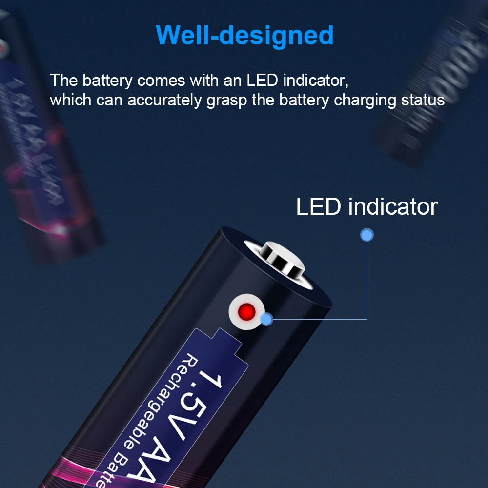 AA 1.5v Li-ion Rechargeable Battery 3000mWh 1.5V AA Lithium Rechargeable Battery 1.5V AA Batteries for Remote Control AA Battery