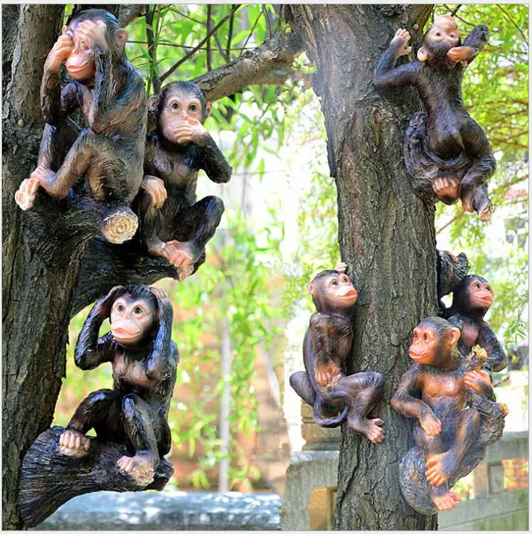 

Outdoor Gardening Simulation Animal Ornaments Resin Monkey Figurines Garden Landscape Sculpture Decoration Courtyard Furnishing