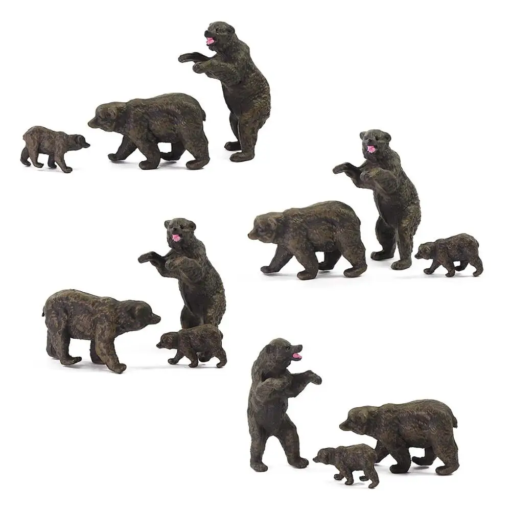 AN8717 Model Railway HO Scale 1:87 Painted Wild Animal PVC Bears Family 12pcs/24pcs