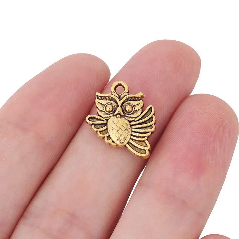 

30 x Tibetan Silver/Gold Color Double Sided Bird Owl Charms Pendants Beads for DIY Necklace Jewelry Making Findings Accessories