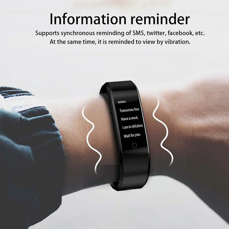 115 Plus Smart Watch Heart Rate Monitor Smart Wristband Fitness Tracker Bracelet IP65 Waterproof Wristwatch men women