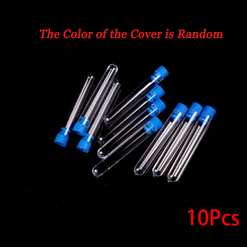 10PCS Plastic Test Tubes Rimless Caps Lab Clear Non-toxic Eco-friendly Test Tubes Color Random