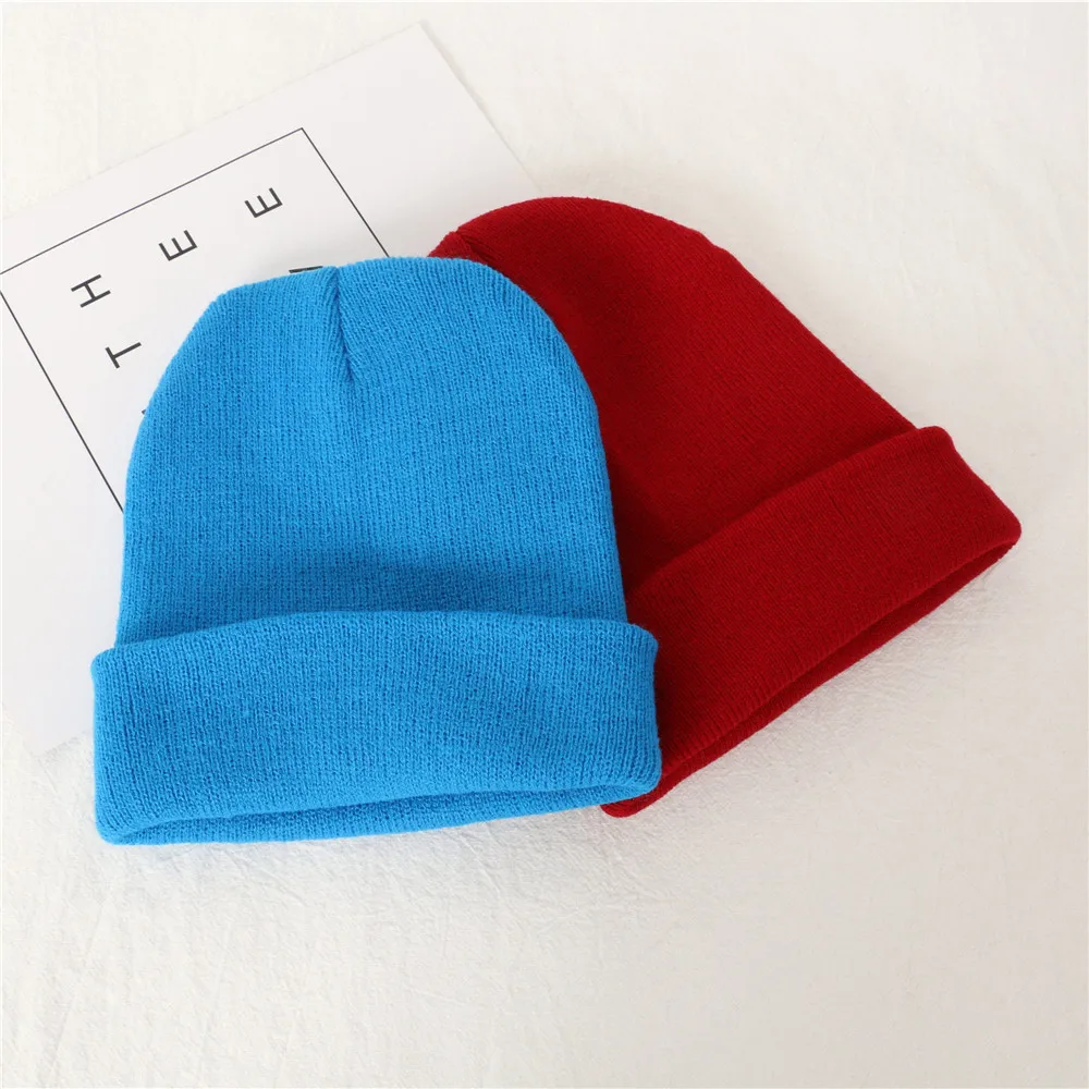 Gorros de punto para mujer, gorro de punto liso, bonito, cálido, informal, para otoño e invierno, 2021