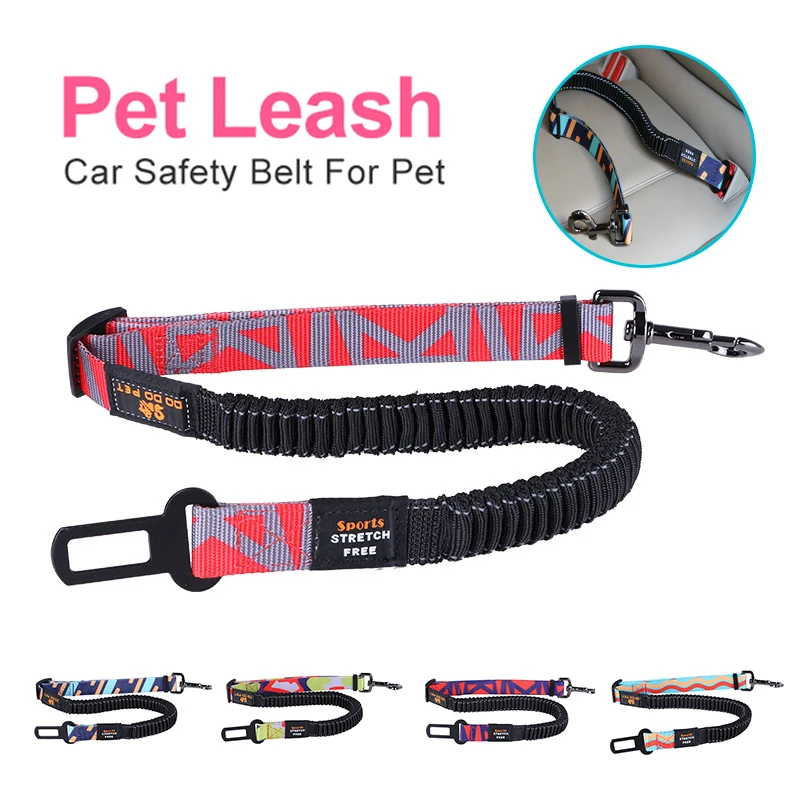 

Printing Dog Leash Pets Car Seat Belt Elastic force Adjustable Dogs Lead Clip Leash Explosion-Proof Pets Cat Dog Safety Leashes