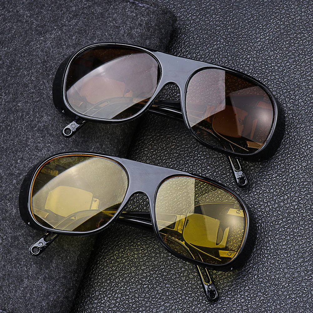 Anti Glare Night Vision Glasses Night Driving Glasses Polarized Yellow Tint Fit Over Wrap Around Prescription Eyewear for Men