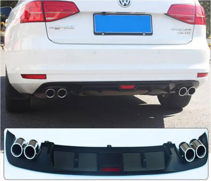 ABS Special 4 outlet pipe Black Primer Car Rear Bumper Lip Auto Car Diffuser For Volkswagen Sagitar 2015 2016 2017 2018