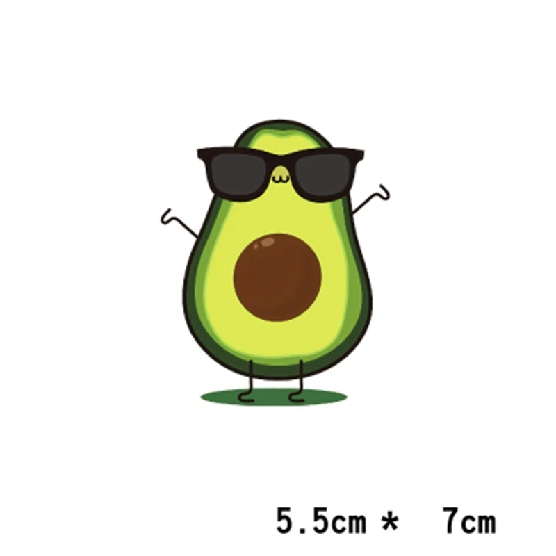 Cartoon Avocado kids żelazko na gorąco druk transferowy naszywki naszywki na ubrania DIY owoce Kawaii zmywalny a-level Thermal Applique