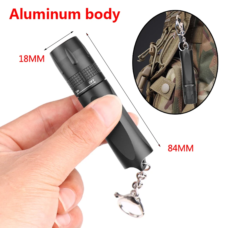 keychain Light XM-L T6 Led Flashlight Single Switch Mode Torch Waterproof Aluminum Lantern for Camping