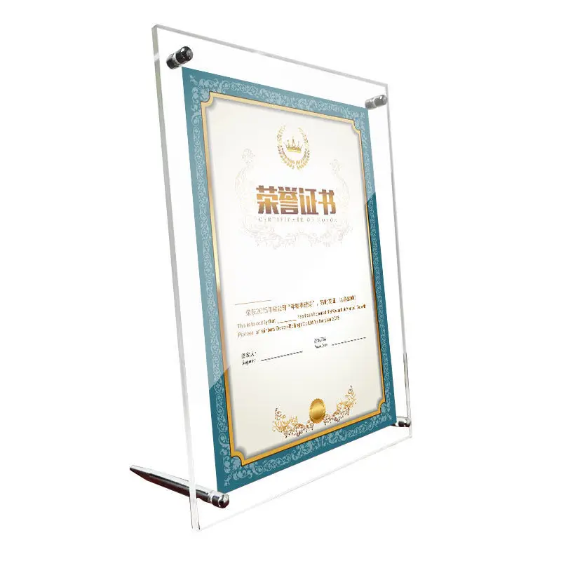 Super Clear Acrylic Picture Frame, Beveled Frameless Plexiglass,Photo With Stand Off Photo Frame, Desktop Frameless Display Self