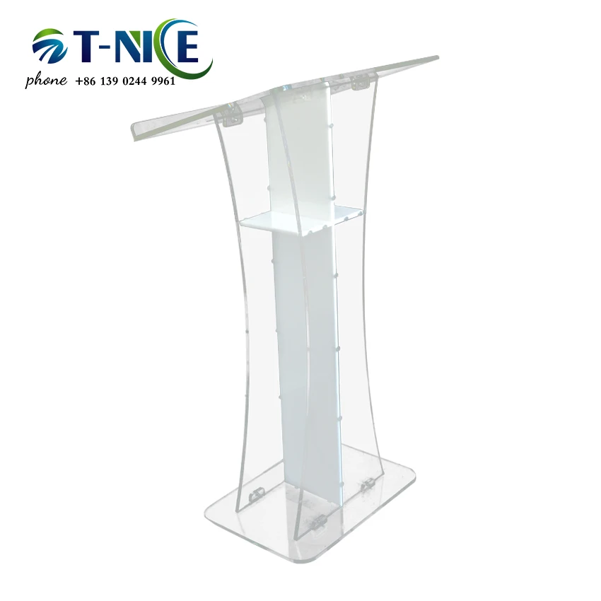 2024 Acrylic Platform Cheap Rostrum Fashion Pulpit School Church Lectern Cross Podium Trade Show Lectern Free Shipping