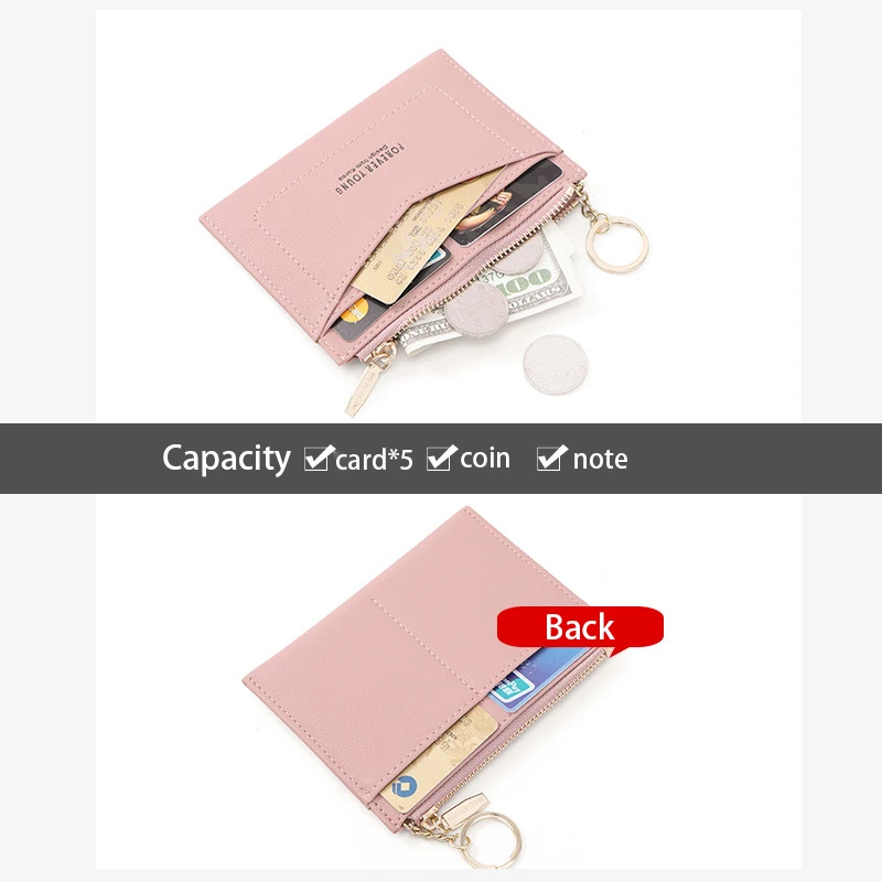 Forever Young 2019 Card Holder Female Leather Zipper Coin Money Wallet Women Small Bank/ID/Credit Card Slots High Quality Girls