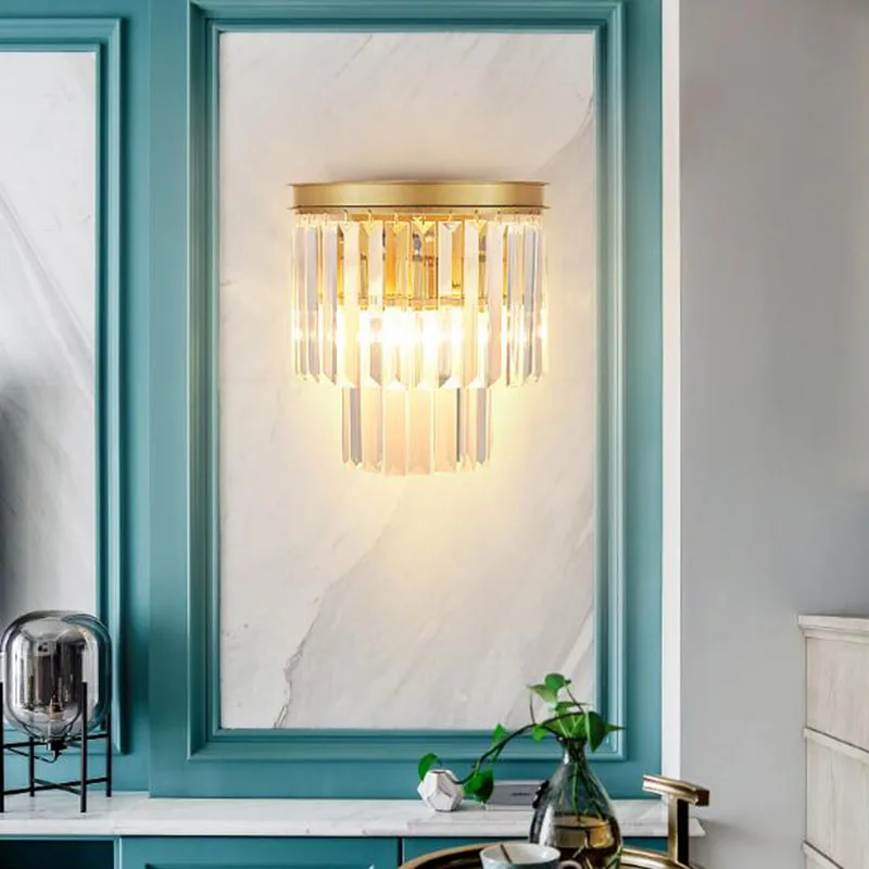 

Modern Crystal Wall Sconces Up and Down Wall Lights Vintage Loft Style Wall Lamp Bedside Home Bedroom Accessories Stairs Lightin
