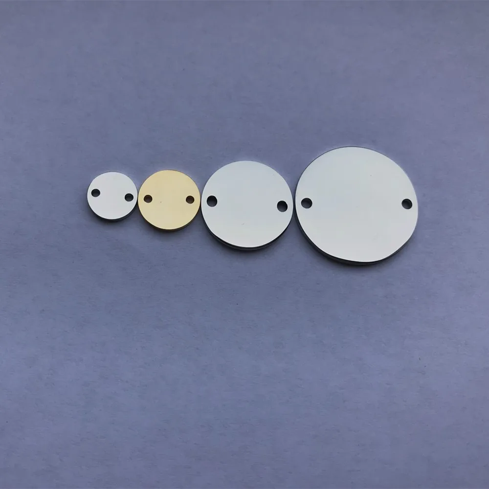 MaiLun 50 Stück individuelle Logo-Design, lasergravierte runde Charms, 2 Löcher, 8 mm, 10 mm, 13 mm, 15 mm, 18 m, 20 mm, 25 mm, Edelstahl-Anschlüsse – Detail 2
