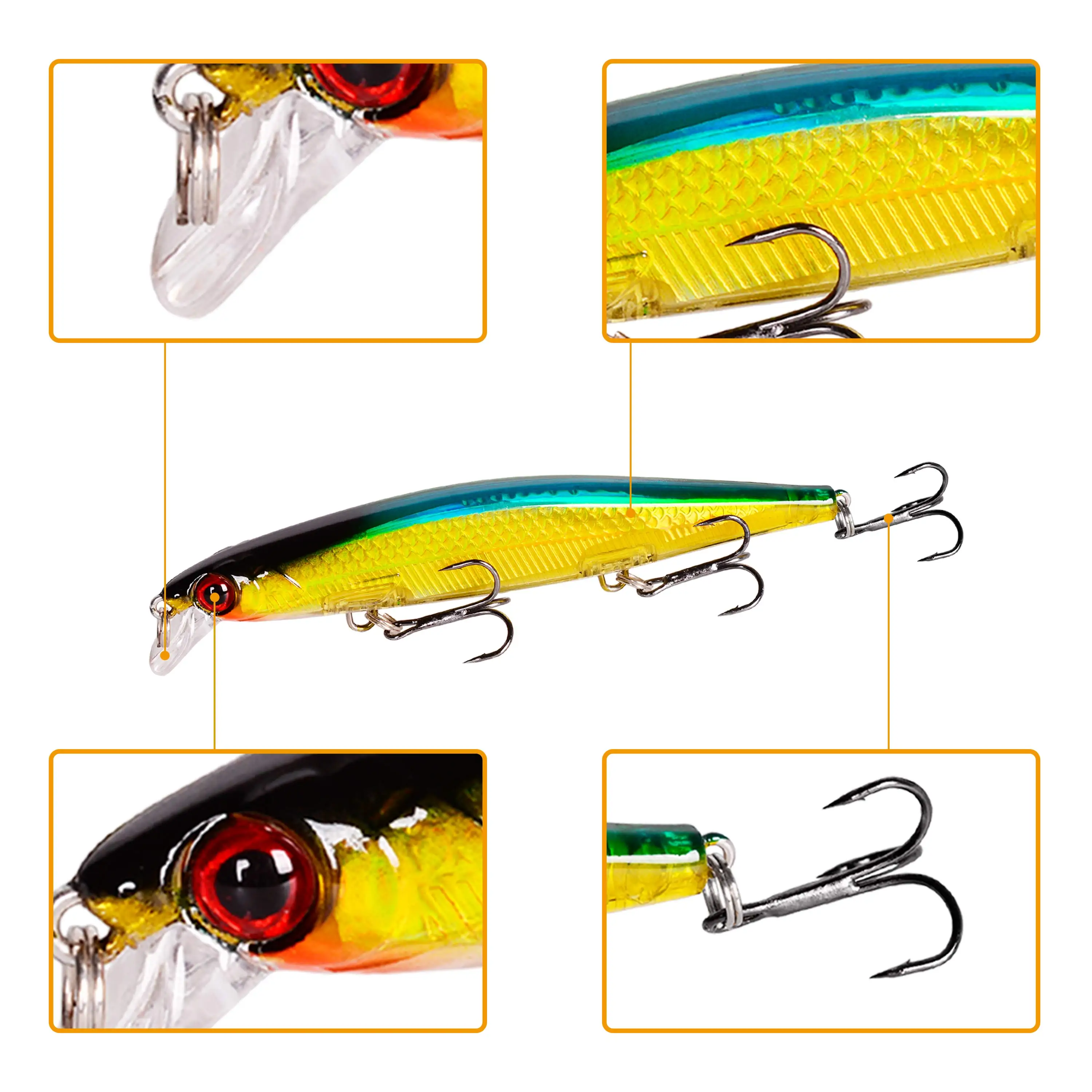 Señuelos de Pesca láser Wobbler, cebo Artificial duro Minnow, 11CM, 12G, Crankbait, carpa, lubina a rayas, señuelo de aparejos de Pesca, 1 pieza