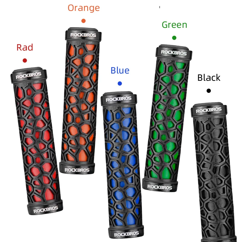 ROCKBROS Bicycle Cuff Non-slip Mountain Bike Handlebar Grips Soft Rubber Raised Pattern Double Side Locking Cycling Grips