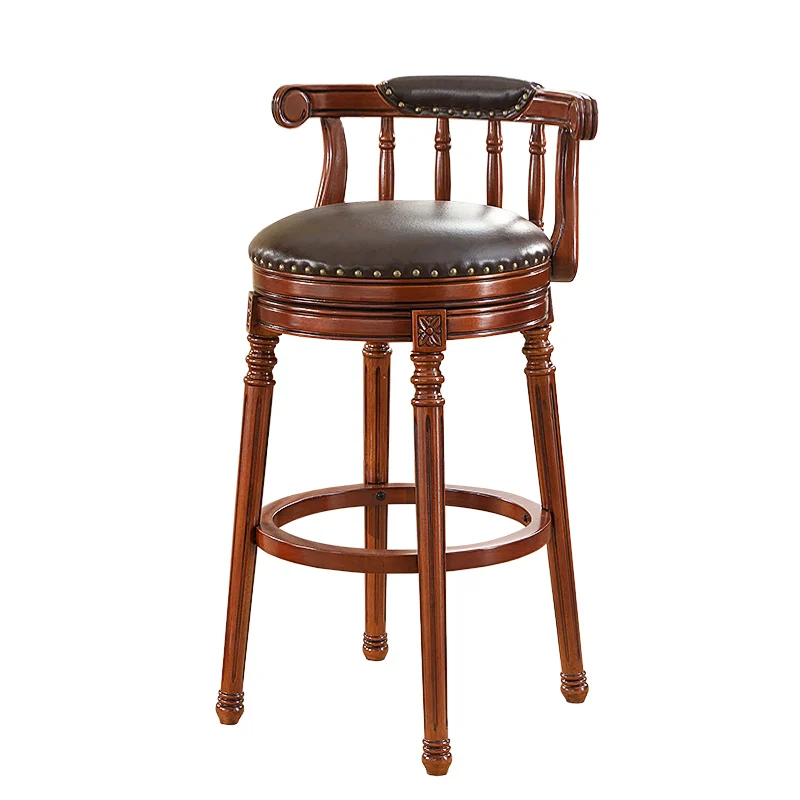 

Nordic High Solid Wood Bar Stool Home Backrest High Bench Stool