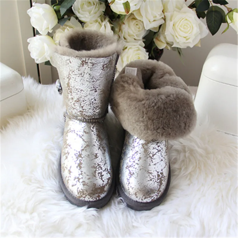 2023 Fashion Natural Fur Snow Boots New Shoes Women Genuine Sheepskin Real Fur 100% Wool Women Winter Snow Boots Brand Boots