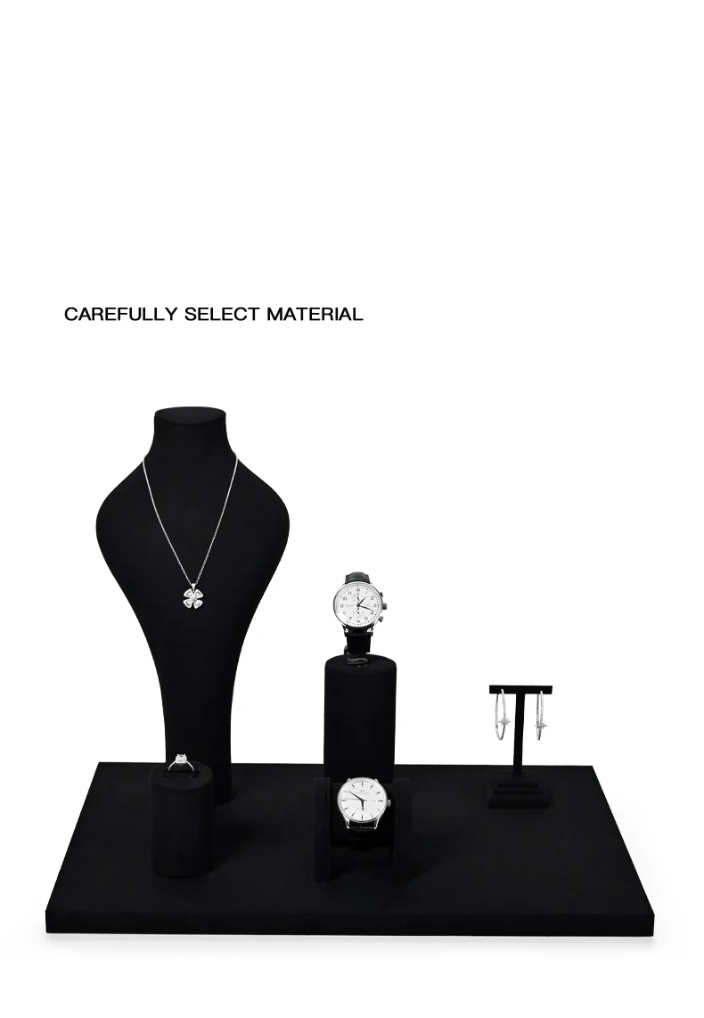 Oirlv Schwarzes Schmuck-Display-Set, Halter für Halsketten, Uhren, Ringe und Ohrringe, mehrteiliger Schmuckständer für die Ladenvitrine – Detail 8