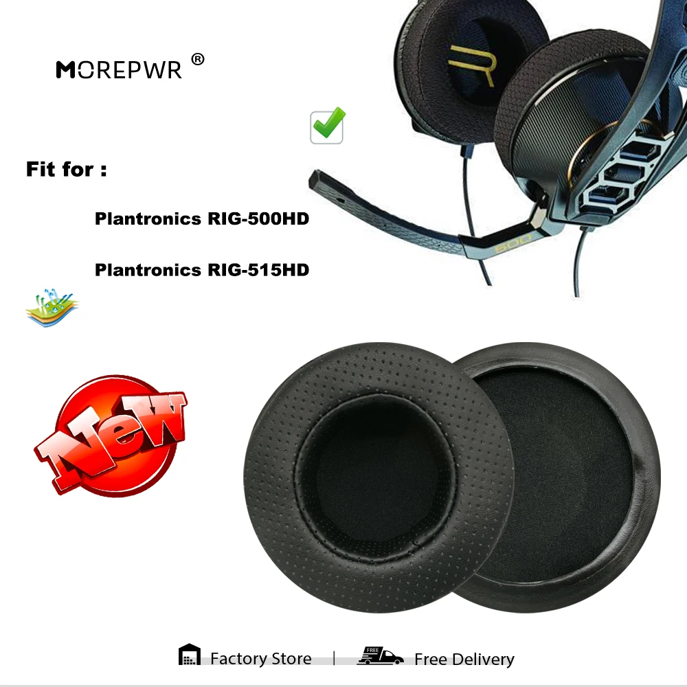 

Morepwr New upgrade Replacement EarPads for Plantronics RIG-500HD RIG-515HD Headset Parts Leather Cushion Velvet Earmuff Headset