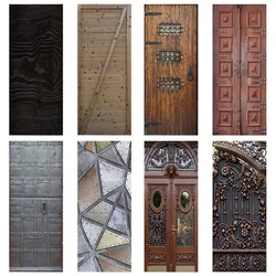 Europe Wooden Door Living Room Corridor Wallpaper PVC Self-adhesive Medieval Iron Gate 3D Wall Decor Sticker Full Covering Mural
