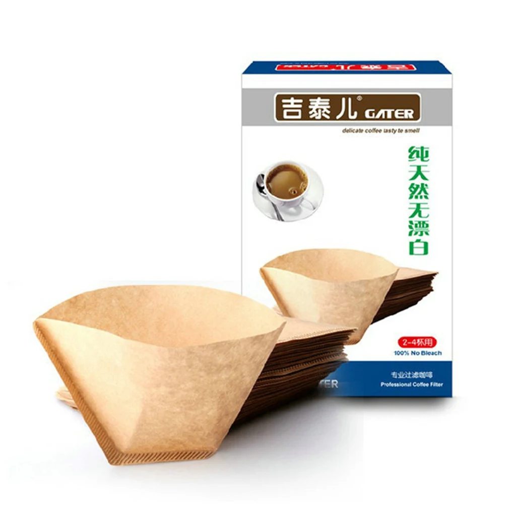 100 Pieces Coffee Filter Paper #4 For 2-4 Cups Coffee Makers, Unbleached
