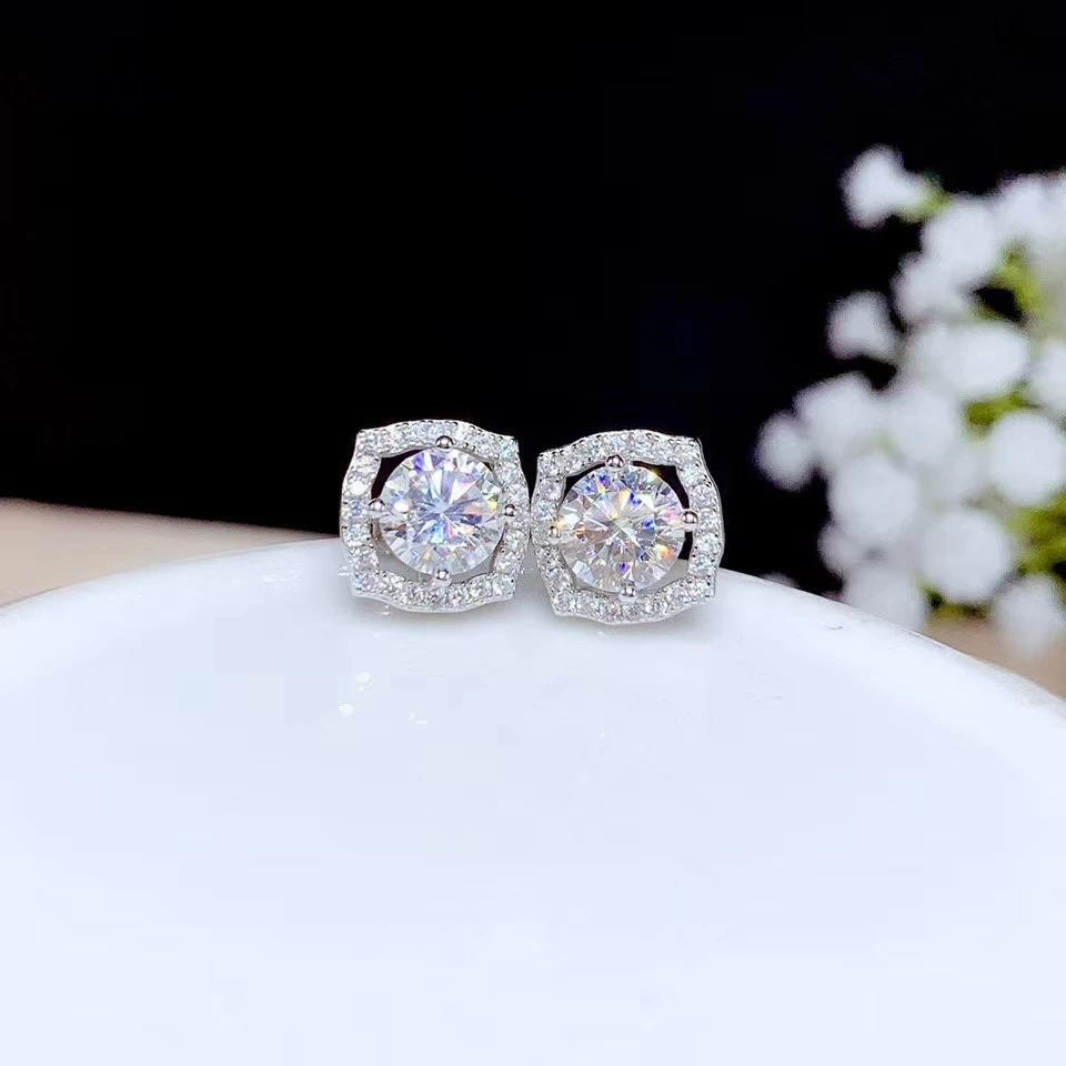 

exquisite square Moissanite stud earrings 6.5x6.5mm size shiny gem GRA certificate real 925 silver birthday gift