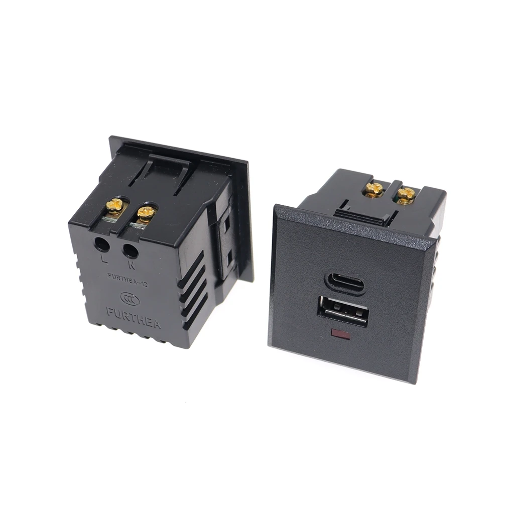 USB + Typ -C AC-Steckdose, eingebettete Desktop-Steckdose, DC-Ladeleistung, Panel-Modul, Steckdose 5 V, 220 V, mit LED-Anzeige