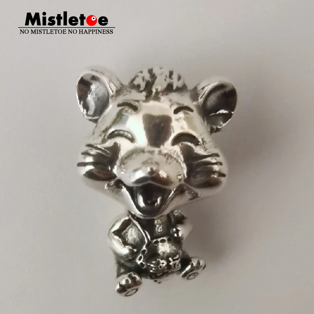 Mistletoe 925 Sterling Silver Cute mouse baby Charm Bead European Jewelry