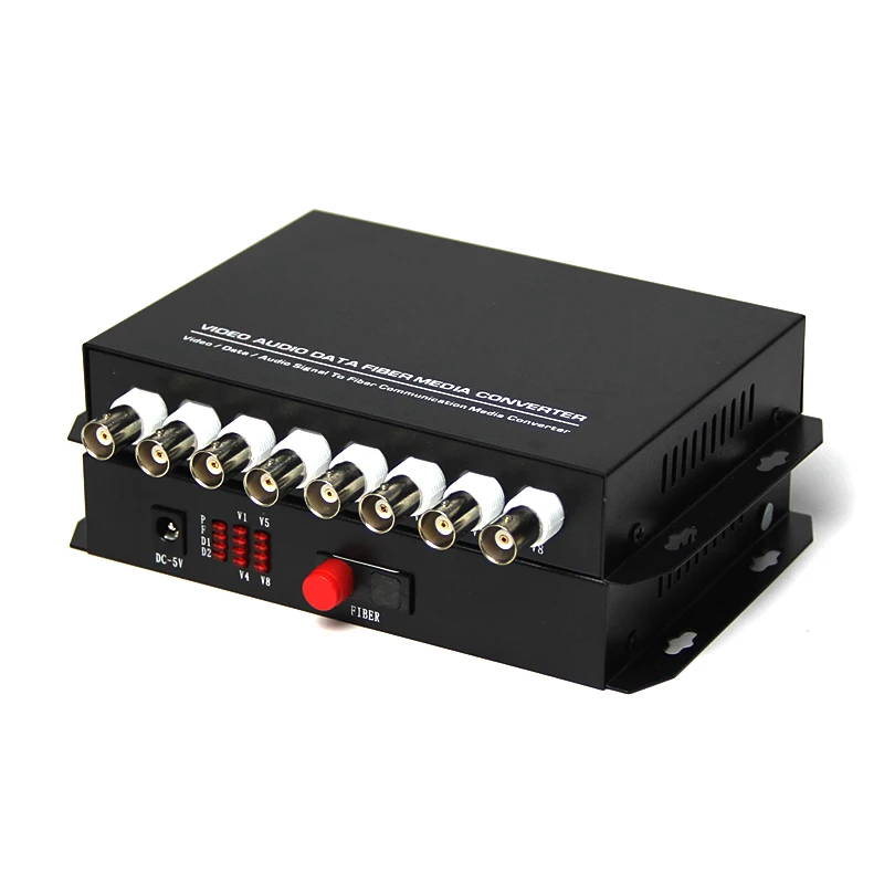 1 Pair Fiber Transceiver 8 channels Pure Video Single Mode Single Fiber 8-way Video Optical Transceiver  optical converter 20Km