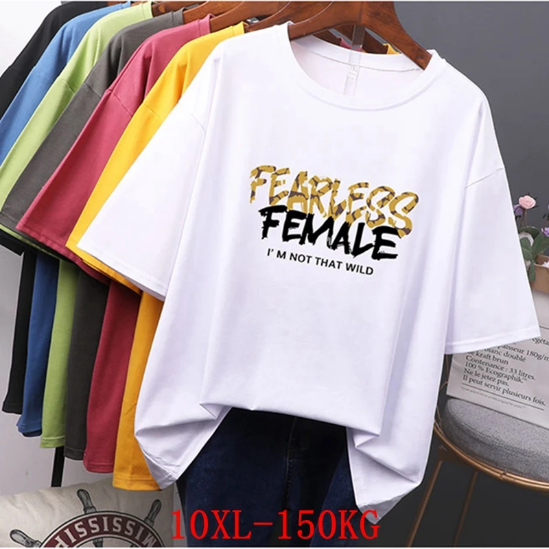

Large size women's T-shirt big size 7XL 8XL 9XL 10XL summer round neck short sleeve loose black and white red big T-shirt top