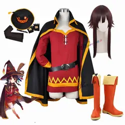 Anime Megumin Cloak Dress Uniform Outfit Halloween Anime Cosplay Costume Wig