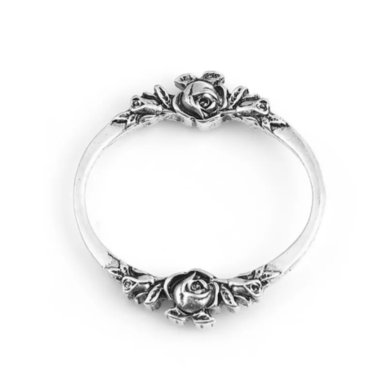 DoreenBeads Vintage Connectors Oval Antique Silver Color Rose Flower Metal Charms DIY Necklace Jewelry Findings 30mmx28mm,10PCs
