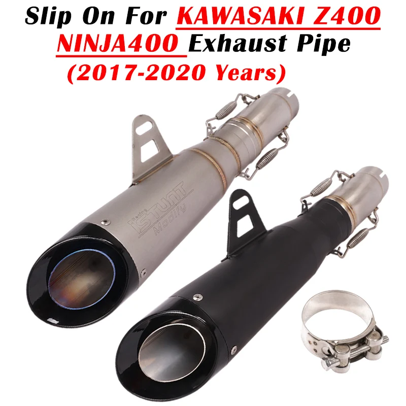 Slip On For Kawasaki Ninja 400 Z400 EX400 2017 18 19 2020 Year Motorcycle Exhaust Escape Modified Muffler Middle Link Pipe