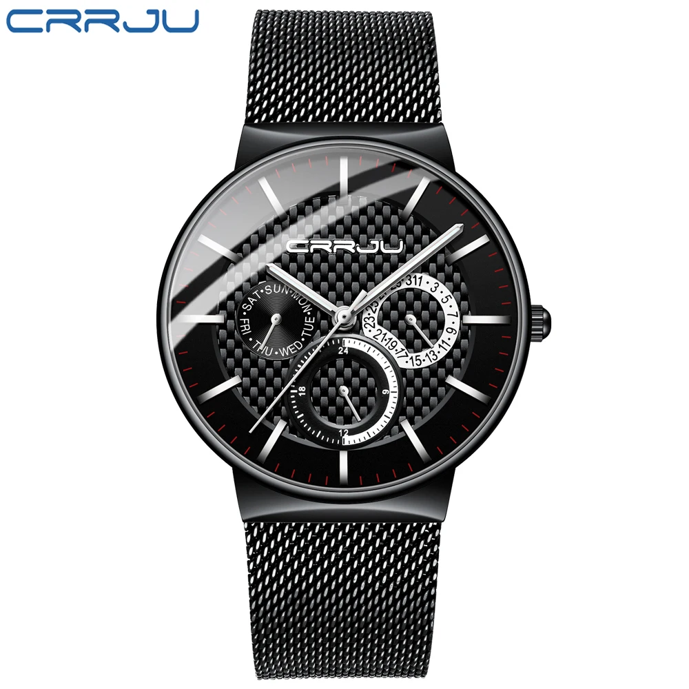 Orologi da uomo CRRJU moda di lusso orologio da polso con data automatica ultrasottile orologio sportivo impermeabile per uomo Relogio Masculino