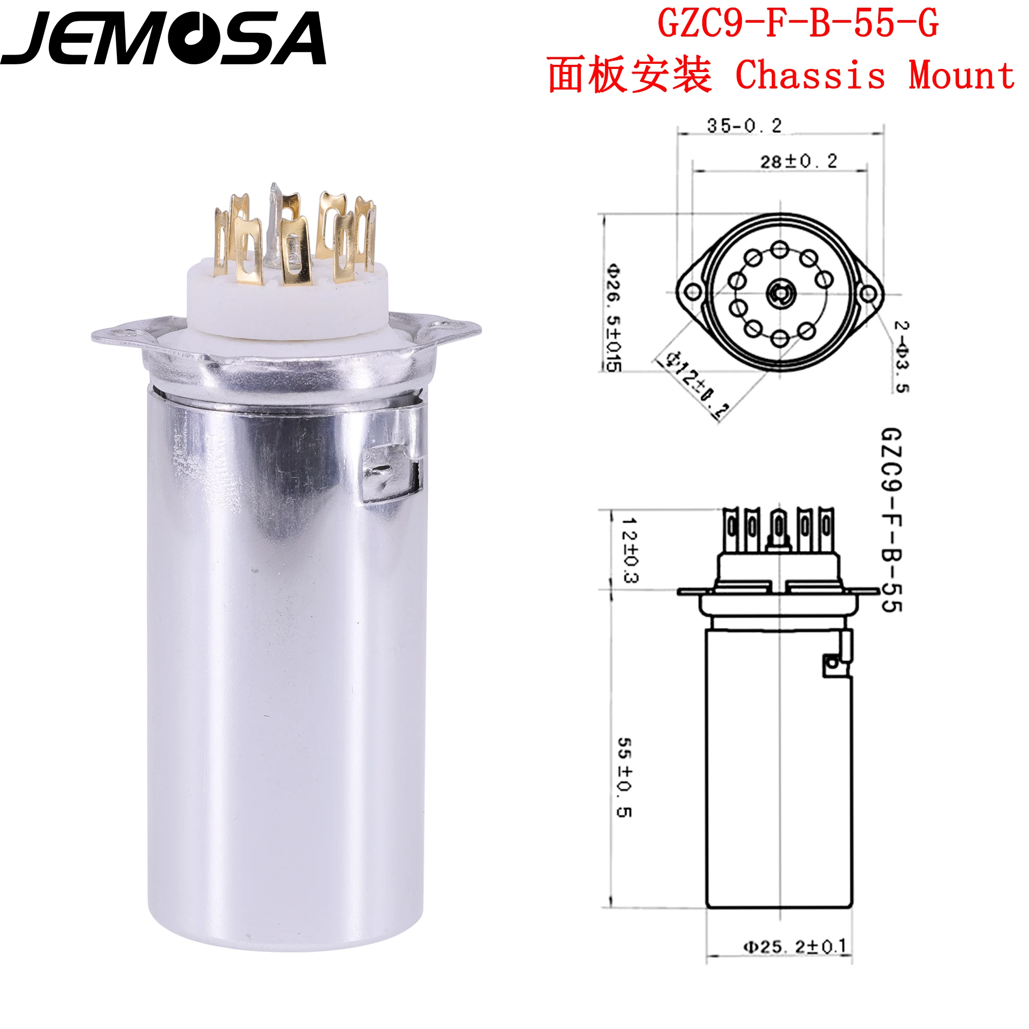 10 sztuk 9Pin gniazdo ceramiczny z aluminiowa tarcza GZC9-F-B-55 dla 12AX7 12AU7 ECC83 ECC82 EL84 6922 wzmacniacz lampy elektronowej DIY