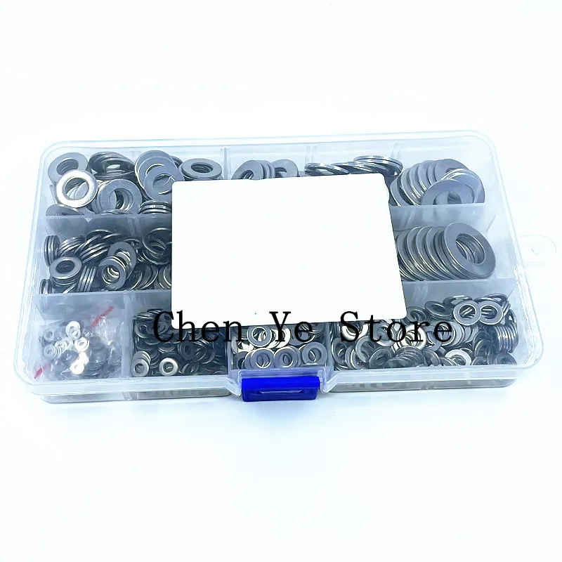 1010 Stuks Platte Ring Set Rvs M2 M3 M4 M5 M6 M8 M10 M12 Ring Pakkingen Kit Plain Ringen metalen Washer Assortiment Kit
