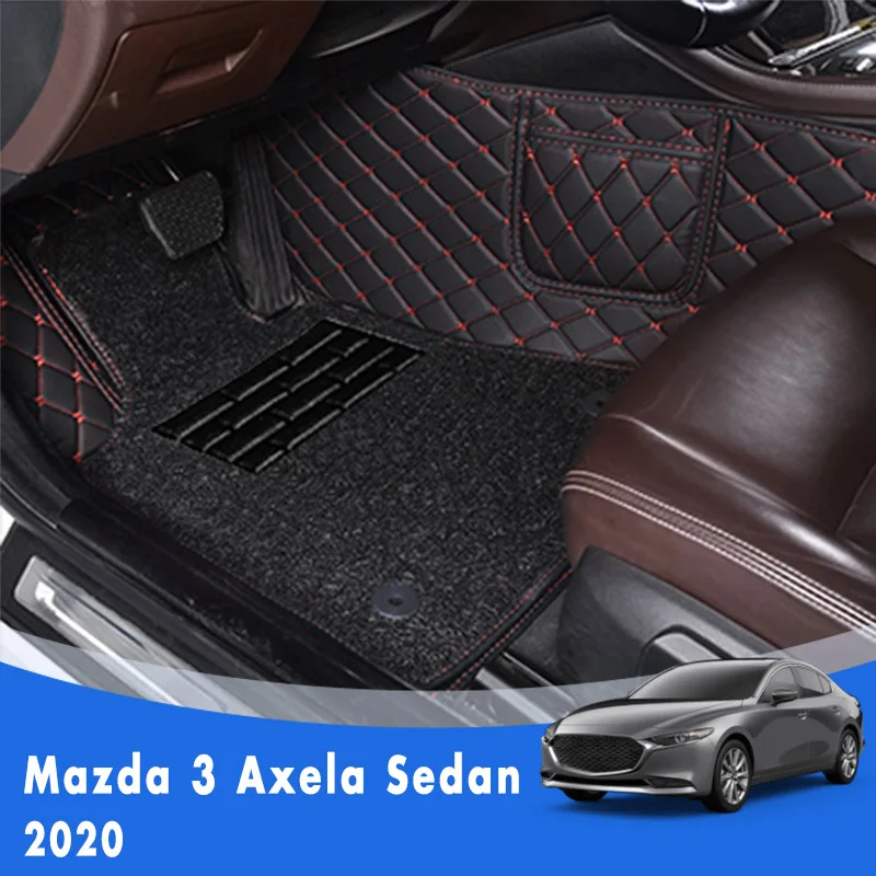 

LHD Luxury Double layer Wire loop Carpets Car Floor Mats For Mazda 3 Axela Sedan 2020 Dash Foot Pads Rugs Artificial Leather