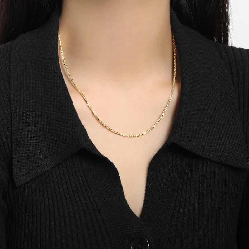 Long 40 45 CM 925 Sterling Silver Popcorn Chain Necklace For Women Rose Gold Platinum Color Jewelry On The Neck Thick 1.6 2 MM