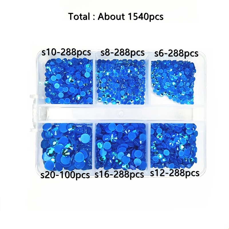 1540Pcs/Box Sizes S6-S20 Fluorescence Glass Non Hot Fix Rhinestones Crystal AB Nail Art Decorations Luminous Aurora Rhinestones