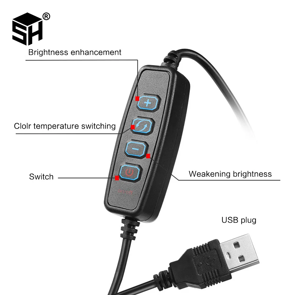 SH 16 سنتيمتر 6 بوصة مصباح مصمم على شكل حلقة Usb تهمة Selfie Led فيديو مصباح عكس الضوء التصوير ضوء لاستوديو التصوير الفوتوغرافي YouTuber