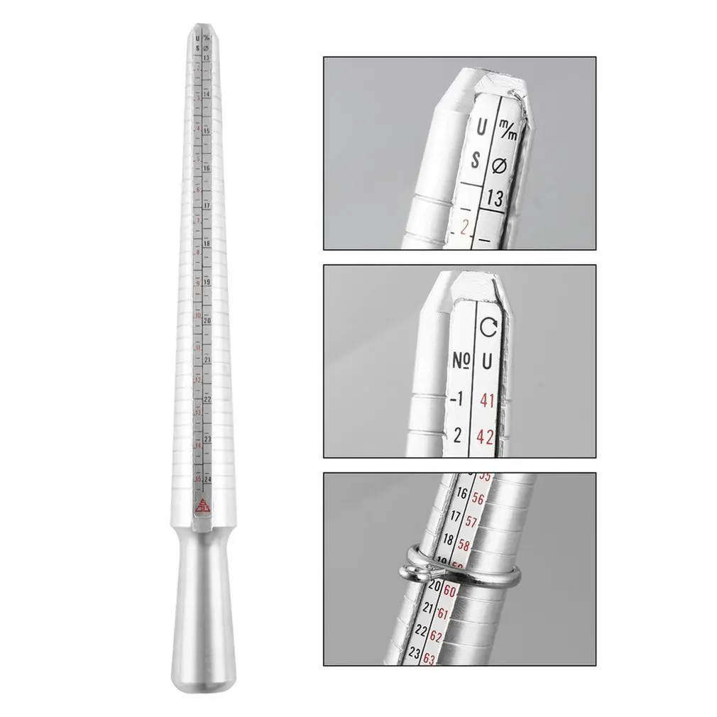 GENBOLI Metal Ring Sizer Set Measuring Ring with Rings Mandrel Sizer Finger Sizing Measuring Stick Ring Jewelry Tools Set A30