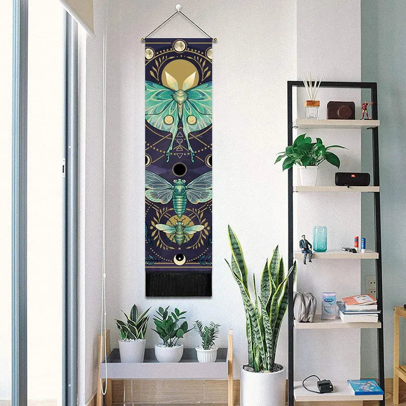 Mandala Butterfly Phase Wall Hanging Tapestry Cotton Sun Moon Macrame Tassel Tapestries Living Room Office Wall Blanket Decor