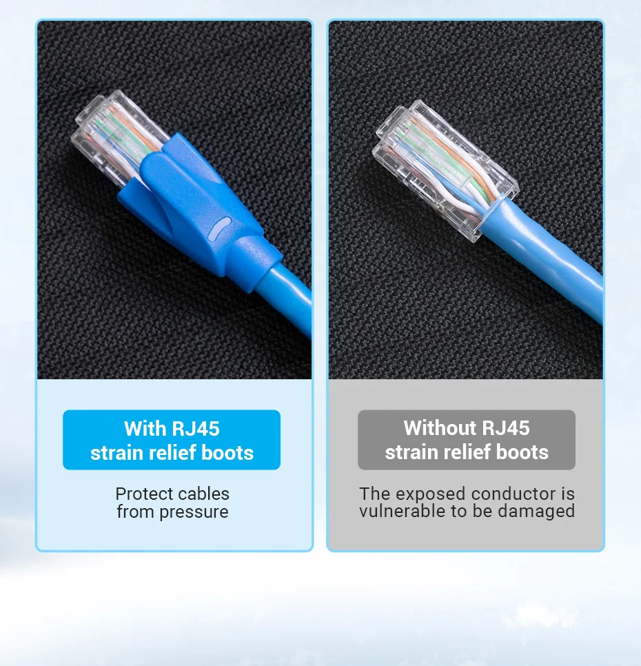 Vention RJ45 Zugentlastung Stiefel Ethernet RJ45 Stecker Stiefel Stecker Abdeckung 50PCS RJ45 Stiefel Kappe Abdeckung für CAT5E/6 Ethernet Kabel – Detail 7
