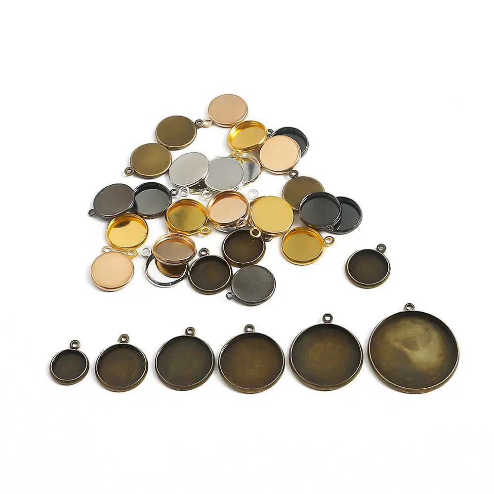 20pcs/lot 10mm-25mm Round Cabochon Base Tray Bezels Blank Setting Supplies For Jewelry Making Findings Bracelet Pendant