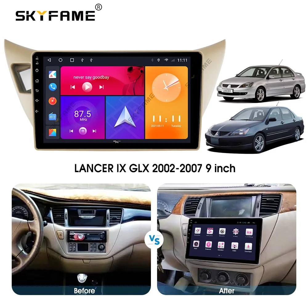 SKYFAME Adattatore per fascia per telaio auto Kit pannello di montaggio per cruscotto radio Android per Mitsubishi Lancer IX GLX