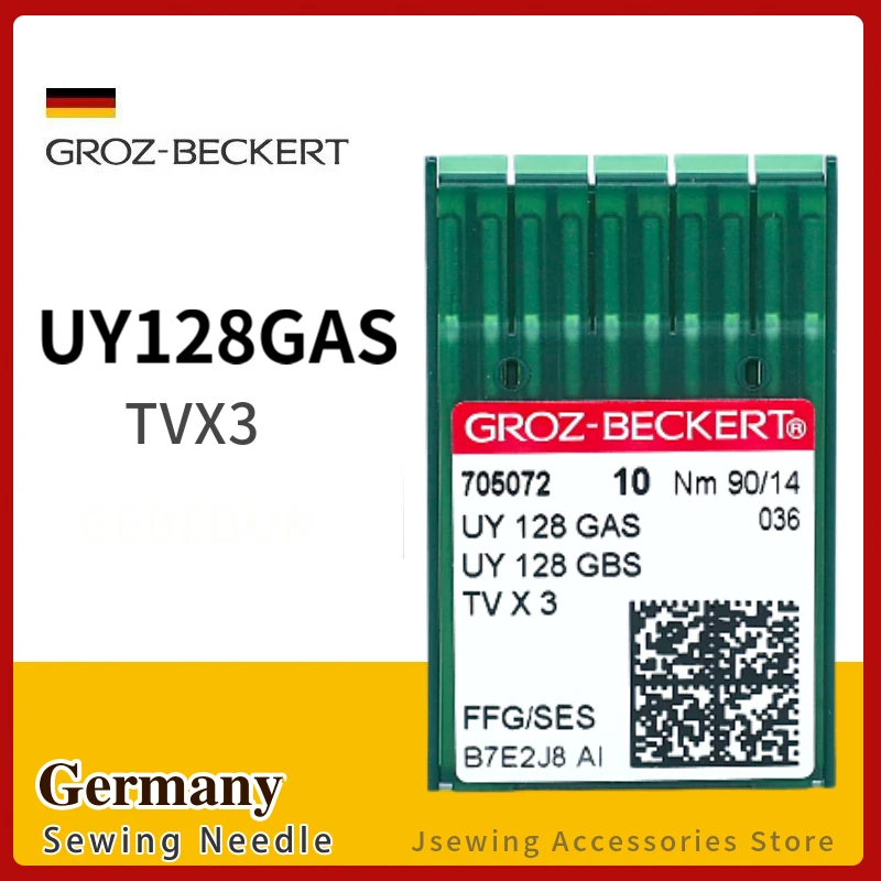 10 PCS UY128GAS Groz-Beckert Needles For Industrial Coverstitch (Flatlock) Sewing Machine Accessories TVX3 SY7272 MY1044 90/14