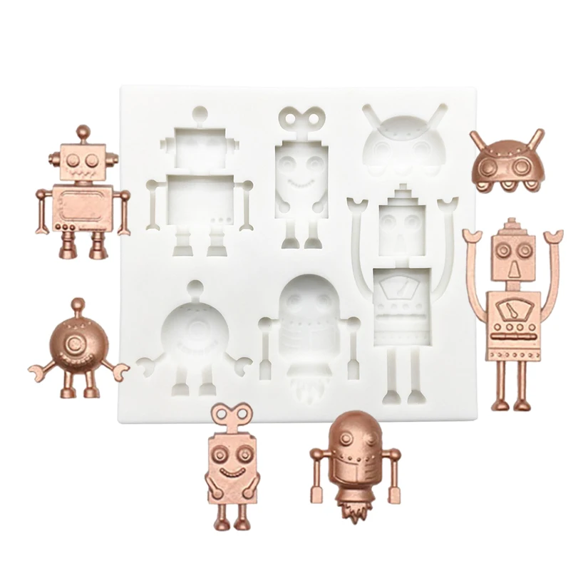 Robot Silicone Sugarcraft Mold  Resin Tools Cupcake Baking Mould Fondant Cake Decorating Tools