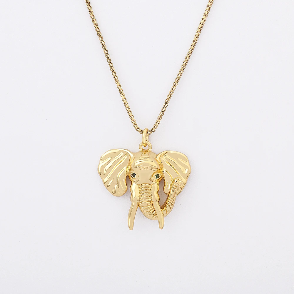 New Fashion Good Luck Cute Elephant Pendant Crystal Stone Animal Pendant Statement Personality Necklaces for Women Party Jewelry