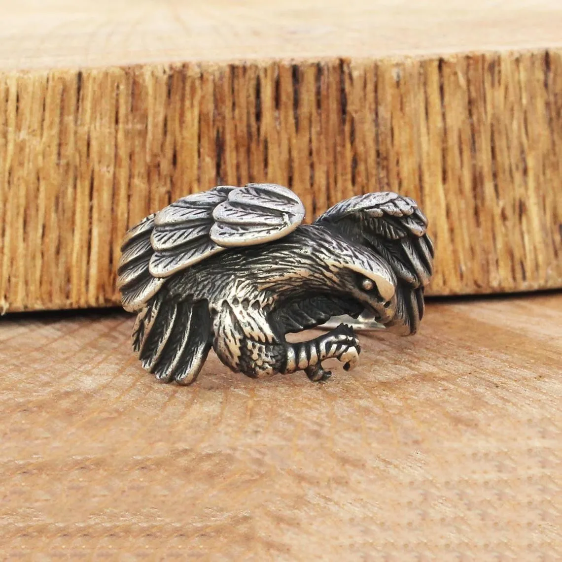 

Solid 925 Sterling Silver Eagle Figure Men's Ring Gemstone Without Special Ring Jewelry Accessory For Men Made in Turkey